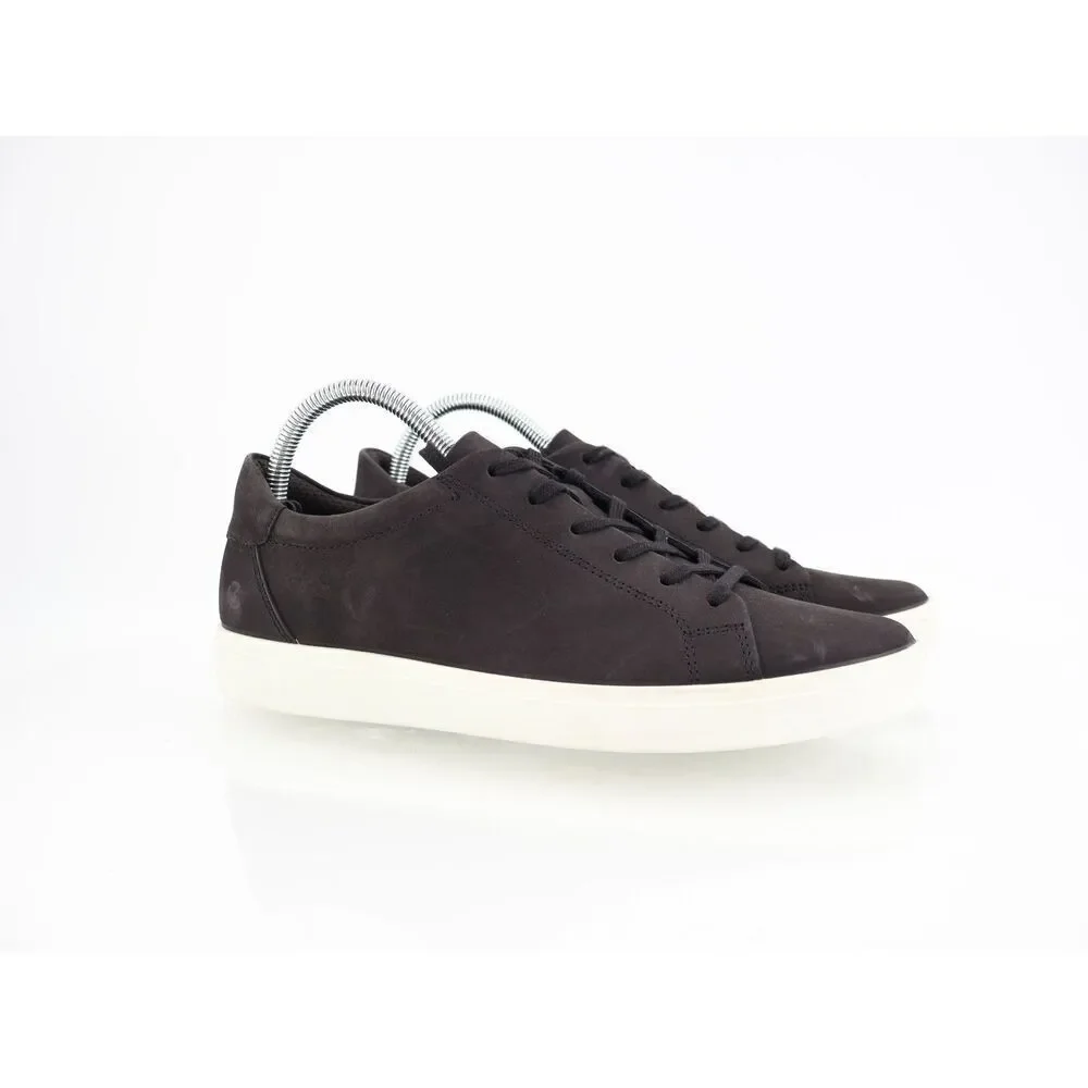 Ecco Soft Classic Sneaker Black Nubuck Women Size 9 / 9.5 Lace Up Shoes